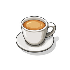 A Simple flat 2D icon espresso cup isolated on a transparent background, vector, flat design, animation design, simple flat 2D icon, minimalist design