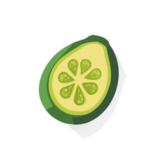 A Simple flat 2D icon a sliced feijoa isolated on a transparent background, vector, flat design, animation design, simple flat 2D icon, minimalist design