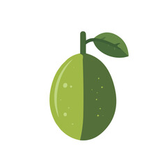 A Simple flat 2D icon of green olive isolated on a transparent background, vector, flat design, animation design, simple flat 2D icon, minimalist design
