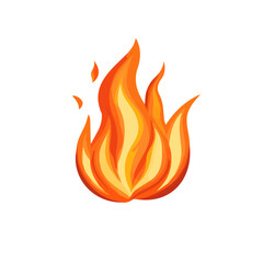 A Simple flat 2D icon of fire flame isolated on a transparent background, vector, flat design, animation design, simple flat 2D icon, minimalist design
