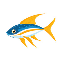 A Simple flat 2D icon of a flying fish isolated on a transparent background, vector, flat design, animation design, simple flat 2D icon, minimalist design
