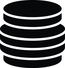 coin stack black silhouette on white background