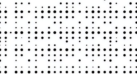 Abstract Black and White Dot Pattern Design: A Seamless Texture of Varying Sizes and Spacing