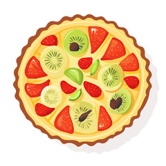 My Simple flat 2D icon of a fruit tart isolated on a transparent background, vector, flat design, animation design, simple flat 2D icon, minimalist design