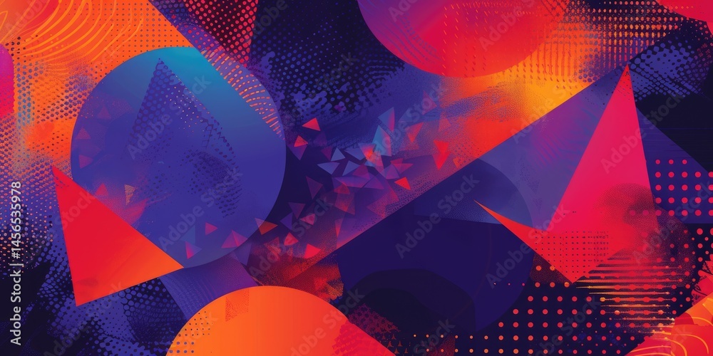 Poster colorful abstract circles and overlapping shapes with vibrant hues. abstract image of geometric shap