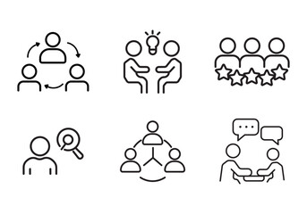 Modern HR & Employee Management Line Icons Collection