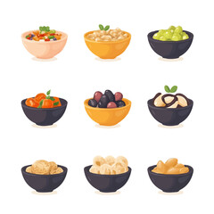 My Simple flat 2D icon of a ful medames set isolated on a transparent background, vector, flat design, animation design, simple flat 2D icon, minimalist design
