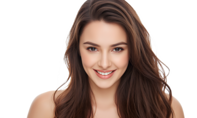 Picture material concept, a girl with long hair, blank background