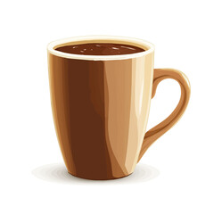 My Simple flat 2D icon of a hot chocolate mug isolated on a transparent background, vector, flat design, animation design, simple flat 2D icon, minimalist design