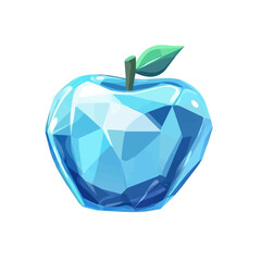 A Simple flat 2D icon ice apple isolated on a transparent background, vector, flat design, animation design, simple flat 2D icon, minimalist design, clipart, illustration