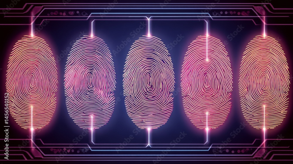 Poster cyber technology features a security system that utilizes fingerprint recognition to protect persona