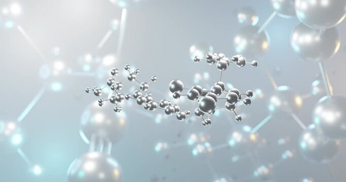 Ketoconazole rotating 3d molecule, molecular structure of antifungal seamless video