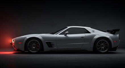 Sleek white sports car automotive design side view