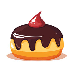 A Simple flat 2D icon jelly-filled donut isolated on a transparent background, vector, flat design, animation design, simple flat 2D icon, minimalist design, clipart, illustration