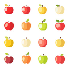 A Simple flat 2D icon kei apple collection isolated on a transparent background, vector, flat design, animation design, simple flat 2D icon, minimalist design, clipart, illustration
