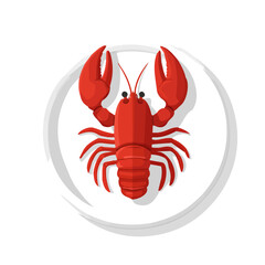 A Simple flat 2D icon vector lobster dish isolated on a transparent background, vector, flat design, animation design, simple flat 2D icon, minimalist design, clipart