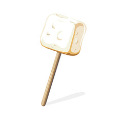 My Simple flat 2D illustration marshmallow stick isolated on a transparent background, vector, flat design, animation design, simple flat 2D icon, clipart