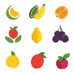 My Simple flat 2D illustration miracle fruit collection isolated on a transparent background, vector, flat design, animation design, simple flat 2D icon, clipart