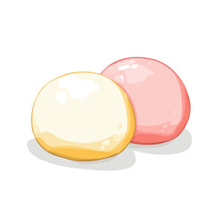 My Simple flat 2D illustration mochi ice cream isolated on a transparent background, vector, flat design, animation design, simple flat 2D icon, clipart