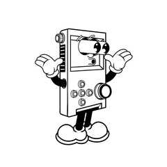 Retro character design from game console shock outline