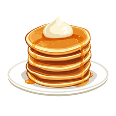 My Simple flat 2D illustration of a pancake stack isolated on a transparent background, vector, flat design, animation design, simple flat 2D icon, clipart
