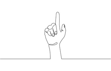 Continuous line drawing Hand pointing direction finger, One line drawing hand pointing gesture. Finger instruction concept, Continuous line drawing of hand finger pointing up.