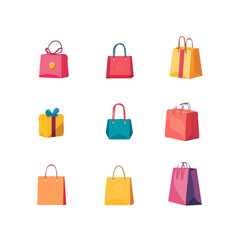 My Simple flat 2D illustration of a party gift bags isolated on a transparent background, vector, flat design, animation design, simple flat 2D icon, clipart
