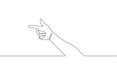 Continuous line drawing Hand pointing direction finger, One line drawing hand pointing gesture. Finger instruction concept, Continuous line drawing of hand finger pointing up.