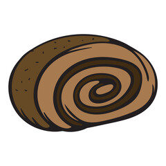 A piece of roll with poppy seeds. Bakery. Simple vector illustration for sticker, icon, print. Design element isolated on white background