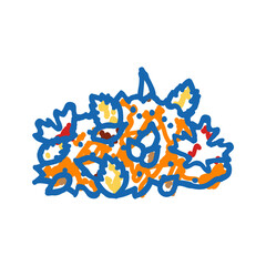 pile leaves autumn season icon doodle illustration