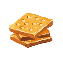 My Simple flat 2D illustration of a peanut brittle candy isolated on a transparent background, vector, flat design, animation design, simple flat 2D icon, clipart