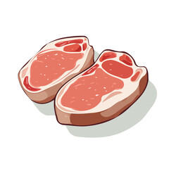 My Simple flat 2D illustration of pork chops isolated on a transparent background, vector, flat design, animation design, simple flat 2D icon, clipart