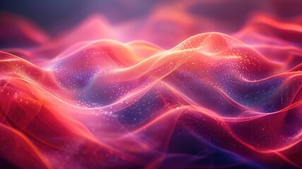 Fototapeta premium Abstract picture colorful light particle with digital technology style design connecting become dynamic of electric wave movement represent about flowing of data or structure of network system. AIG53.
