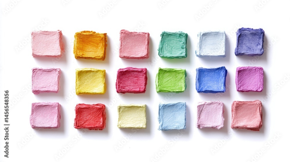 Poster set of pastel watercolor squares in soft tones, isolated on white background for minimal design