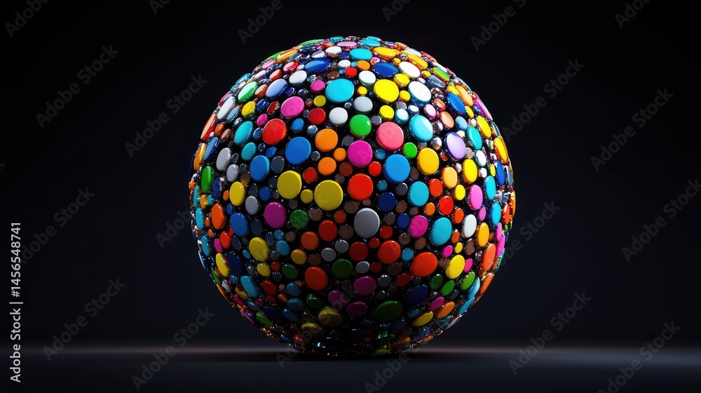 Leinwandbilder shiny abstract halftone pattern of colorful dots arranged in a vibrant sphere