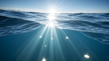Sunlight Reflected on Calm Ocean Water Surface with Gentle Waves
