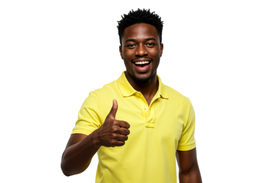 Happy Man Giving Thumbs Up Positive Gesture,  Success and Approval - Powered by Adobe