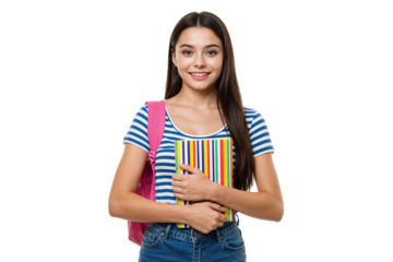 Confident Student Girl with Backpack and Books Education, Success, and Future