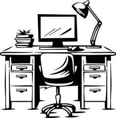 Black and White desk vector illustration