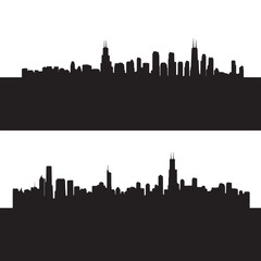 Naklejka premium Vector silhouette set of Chicago skyline on white background 