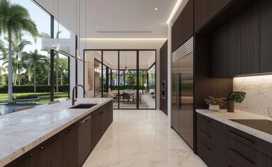Modern Kitchen Interior with Elegant Design and Bright Light