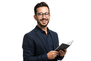 Confident Businessman Holding Notebook Portrait of Success and Professionalism
