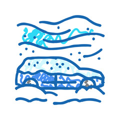 snow covered car winter season icon doodle illustration