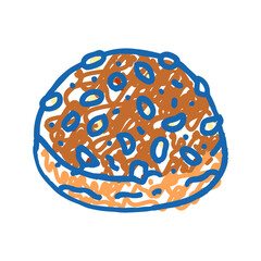 almond bun food meal icon doodle illustration