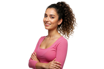 Portrait of a Confident Young Woman with Curly Hair and a Warm Smile