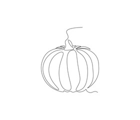 One continuous line drawing of pumpkin fruit vegetable. single line illustration of seasonal fruit concept. editable stroke