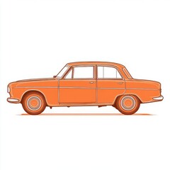 Fototapeta premium Orange Vintage Sedan Side Profile Illustration
