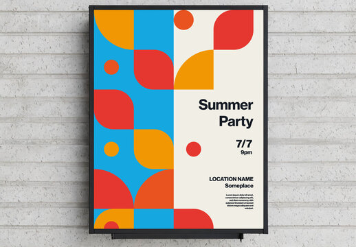 Summer Party Poster Template with Retro Geometric Shapes.zip