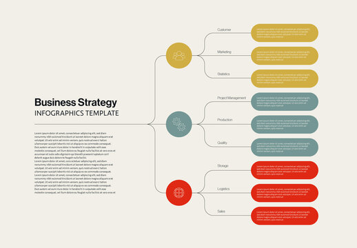 Business Strategy Infographic Template with Mind Map Centered
