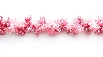Pink and Red Fluffy Garland on White Background